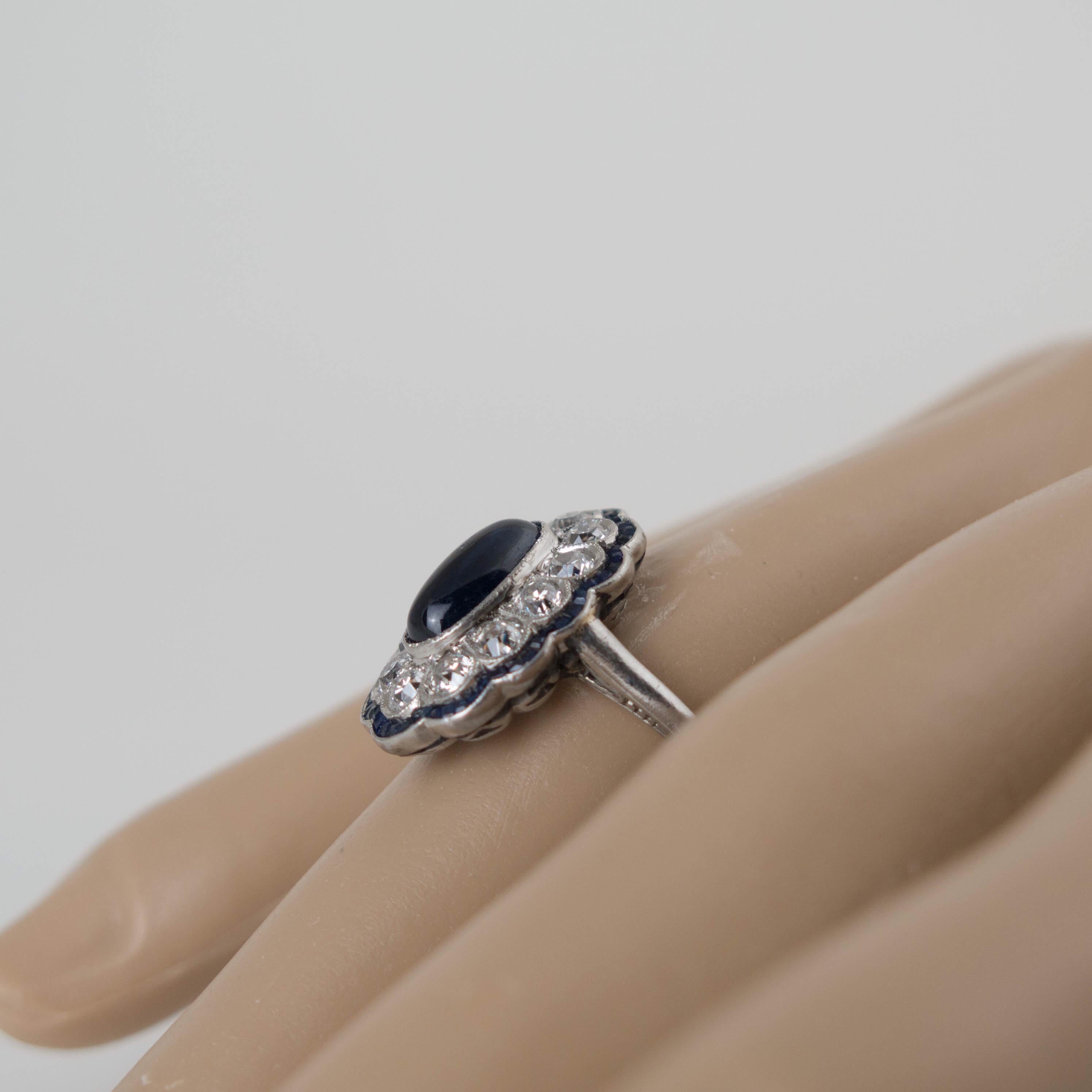Antique Edwardian Sapphire and Diamond Platinum Engagement Ring 4