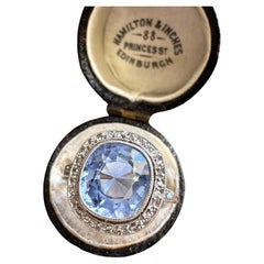 Antiker edwardianischer Halo-Ring mit Saphiren und Diamanten im Rosenschliff - Ceylon ohne Hitze - GIA