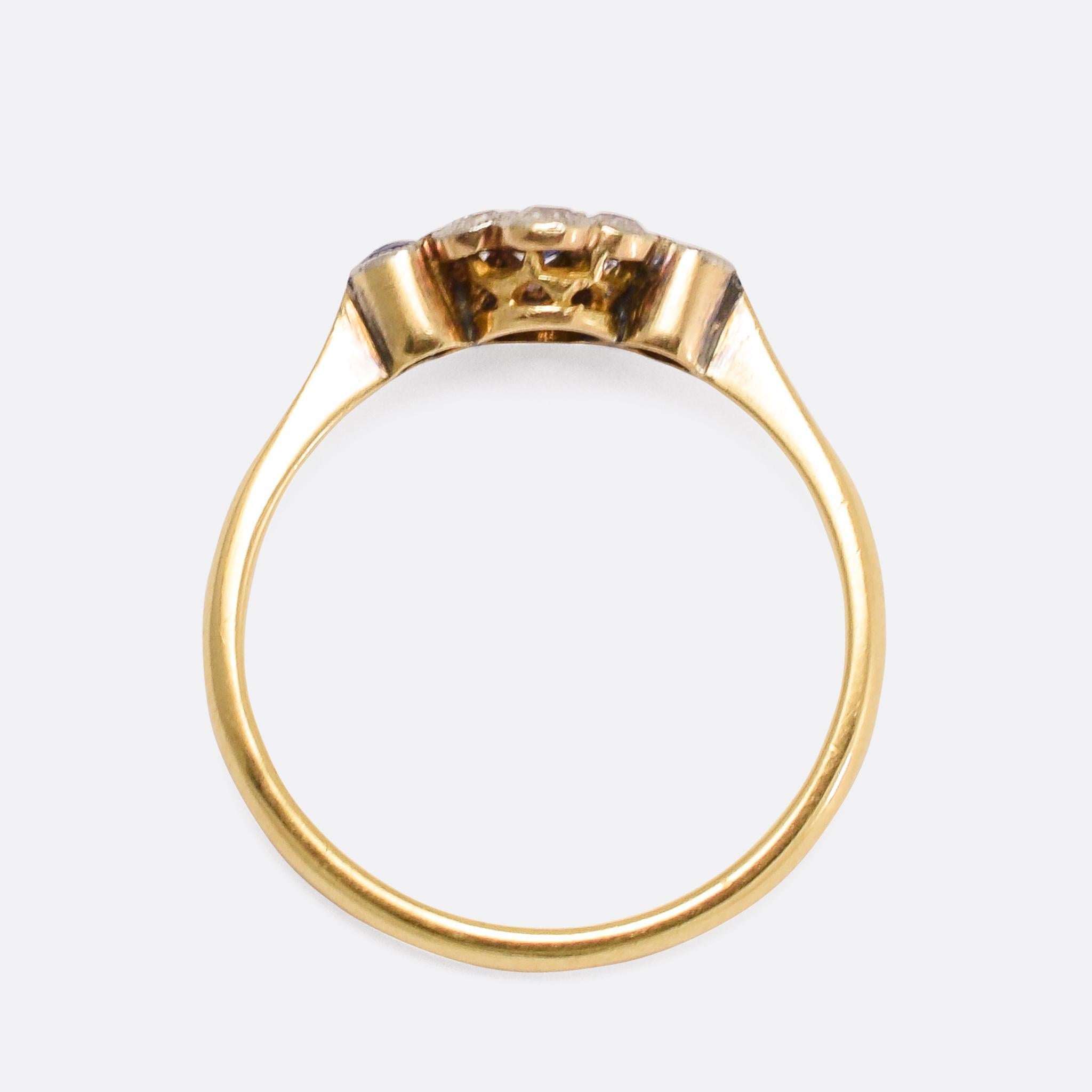 Women's Antique Edwardian Sapphire Diamond Daisy Ring