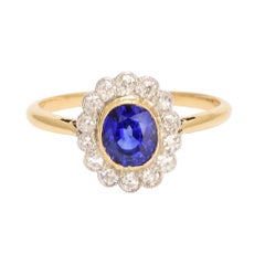 Antique Edwardian Sapphire Diamond Daisy Ring
