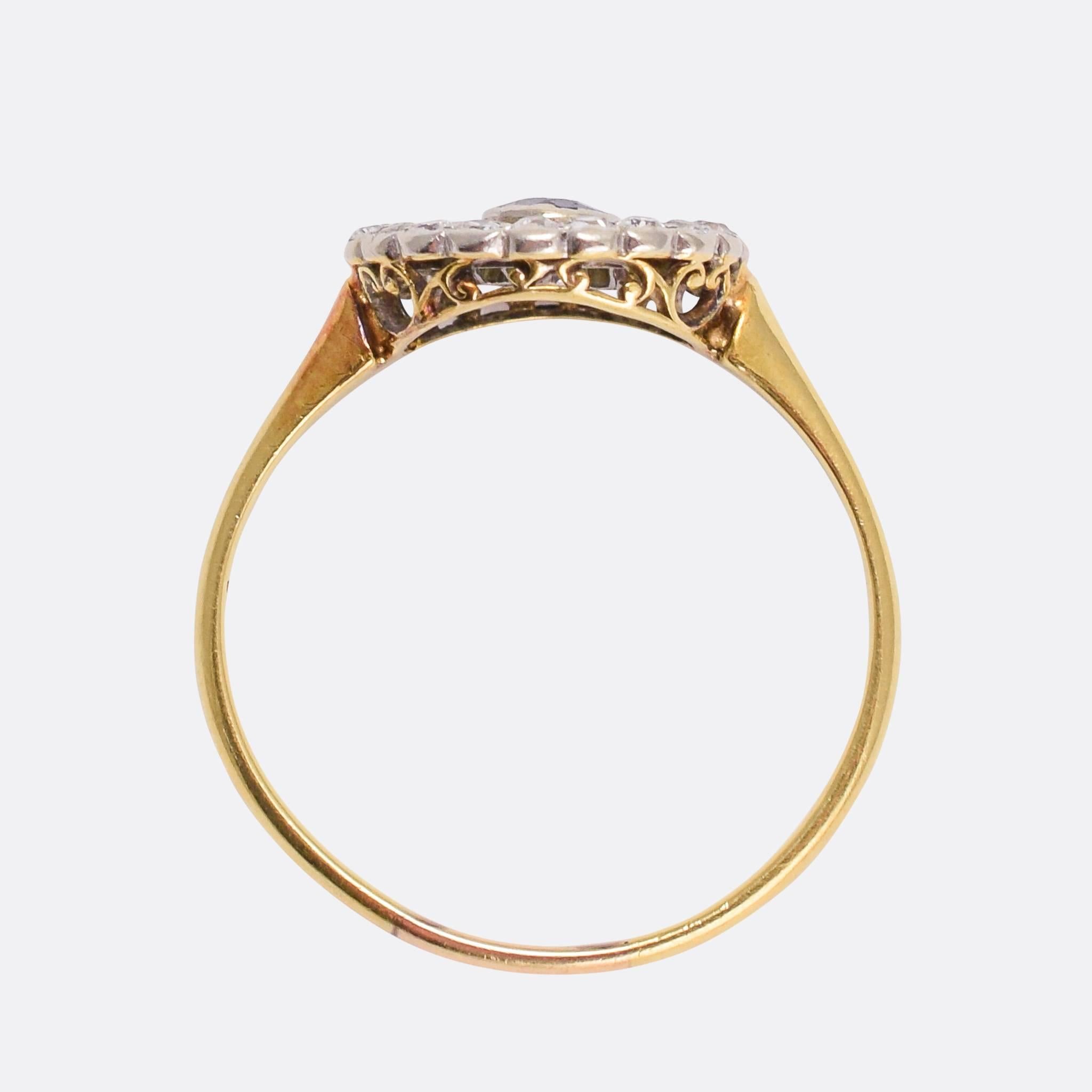 Antique Edwardian Sapphire Diamond Halo Cluster Ring 1