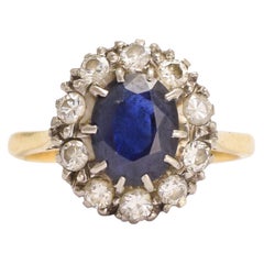 Antique Edwardian Sapphire Diamond Oval Cluster Ring