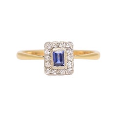 Antique Edwardian Sapphire Diamond Picture Frame Ring