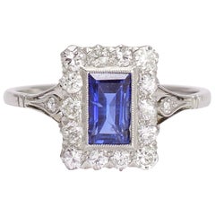 Antique Edwardian Sapphire Diamond "Picture Frame" Ring