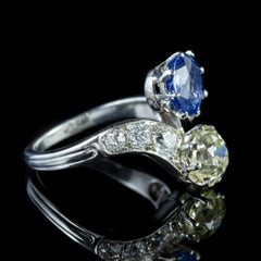 Antique Edwardian Sapphire Diamond Platinum circa 1915 Twist Ring