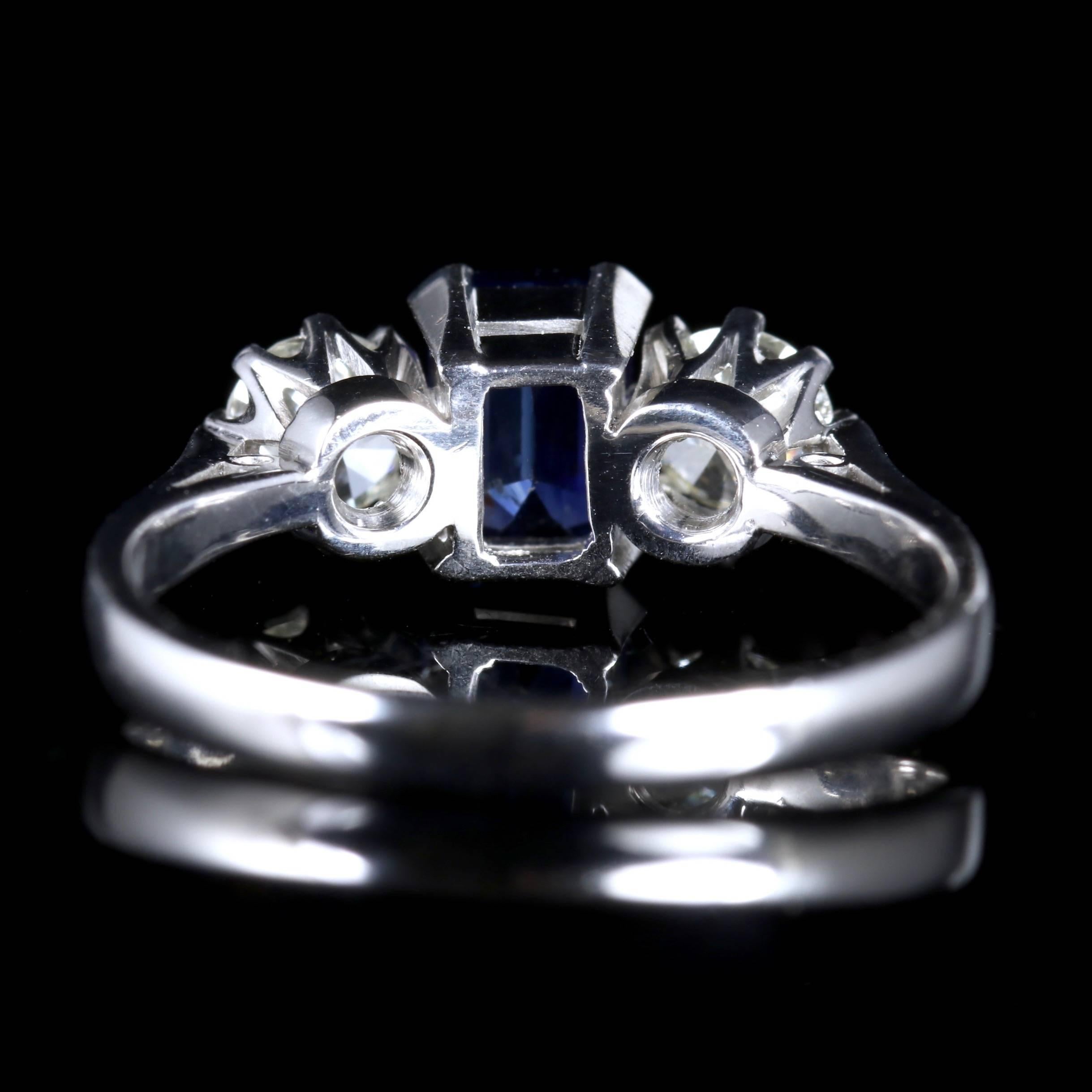 antique sapphire and diamond trilogy ring
