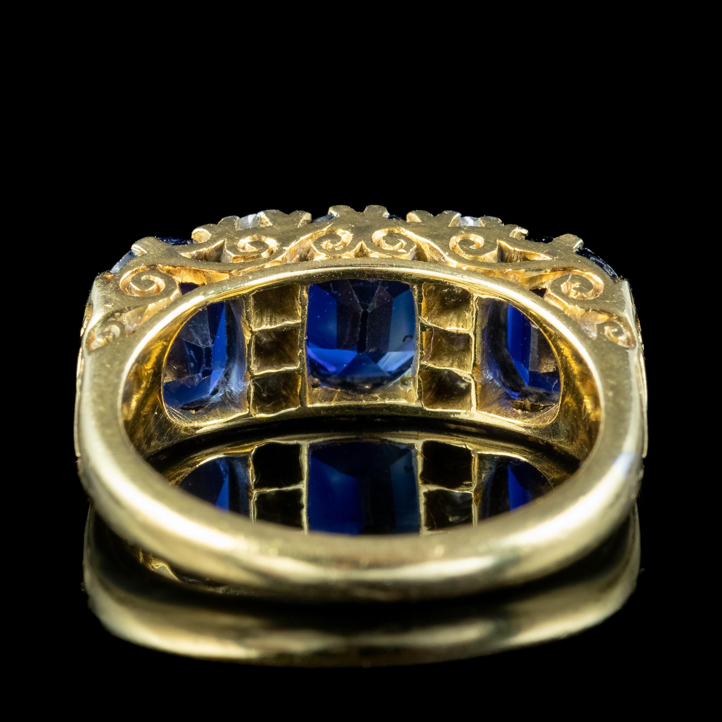 Antique Edwardian Sapphire Diamond Ring 2.7ct Sapphire With Cert In Good Condition For Sale In Kendal, GB
