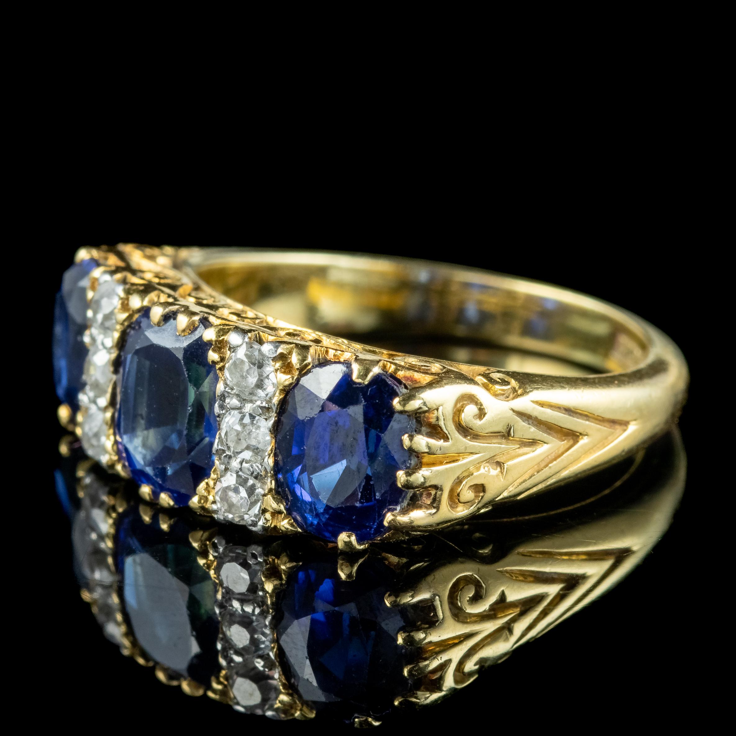 Women's Antique Edwardian Sapphire Diamond Ring 2.7ct Sapphire With Cert For Sale