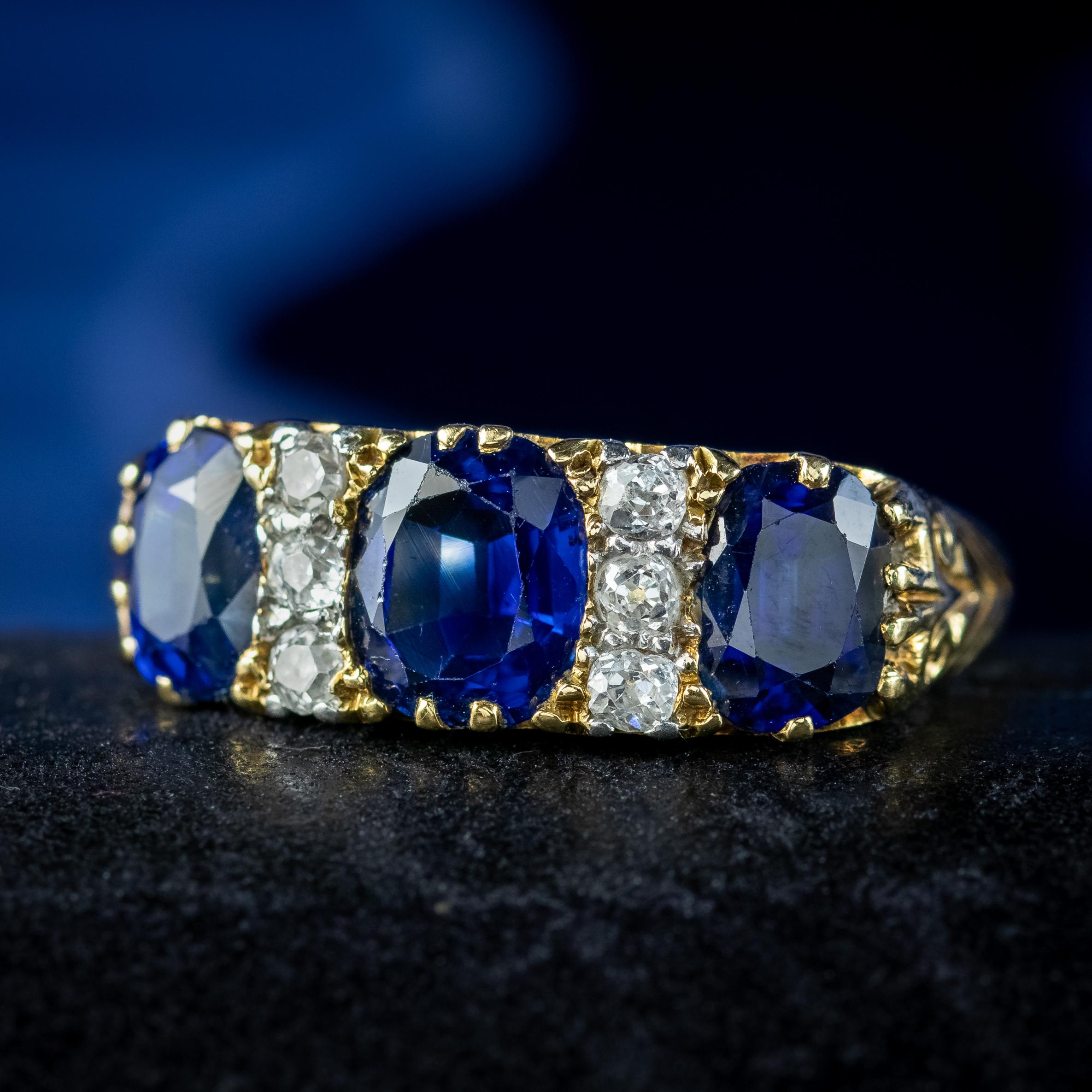 Antique Edwardian Sapphire Diamond Ring 2.7ct Sapphire With Cert For Sale 4