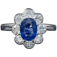 Antique Edwardian Sapphire Diamond Ring Platinum, circa 1915 Antique Edwardian Sapphire Diamond Ring Platinum, circa 1915