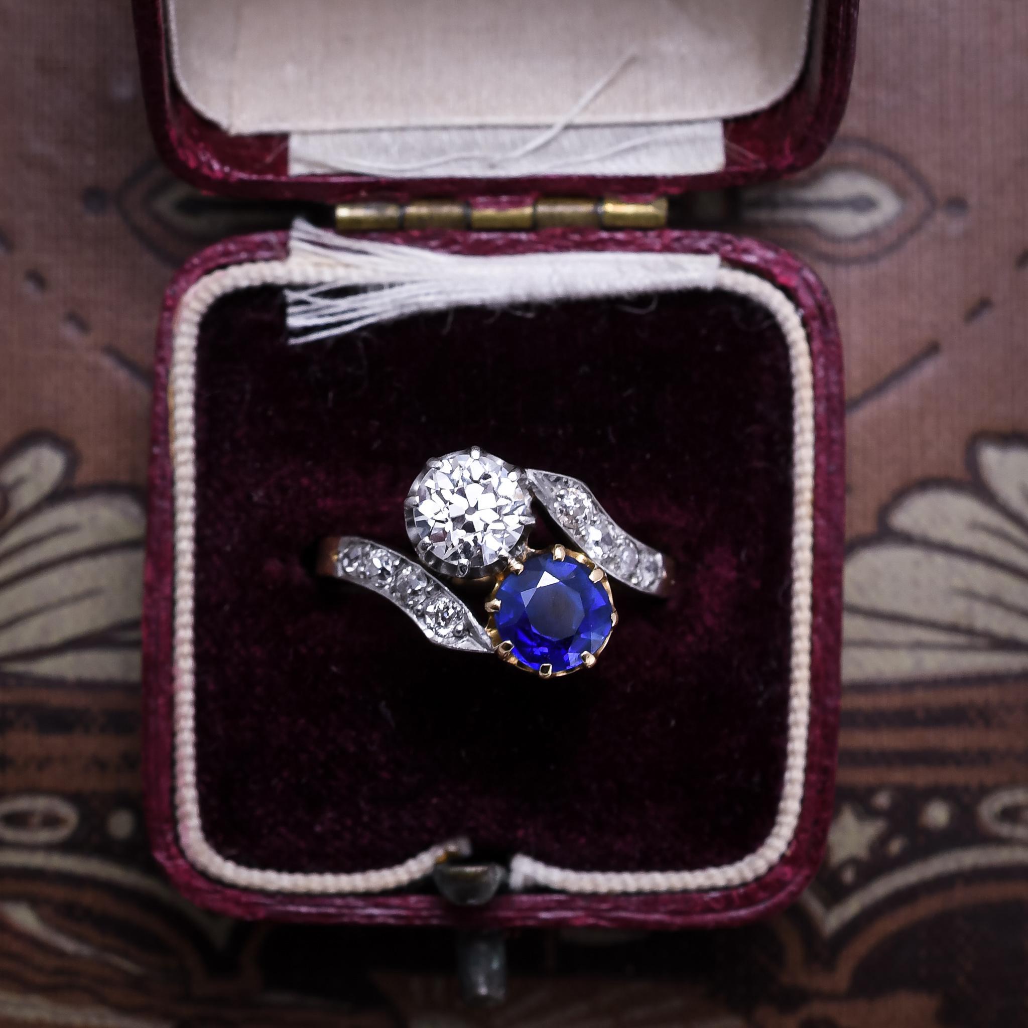 Women's Antique Edwardian Sapphire Diamond 