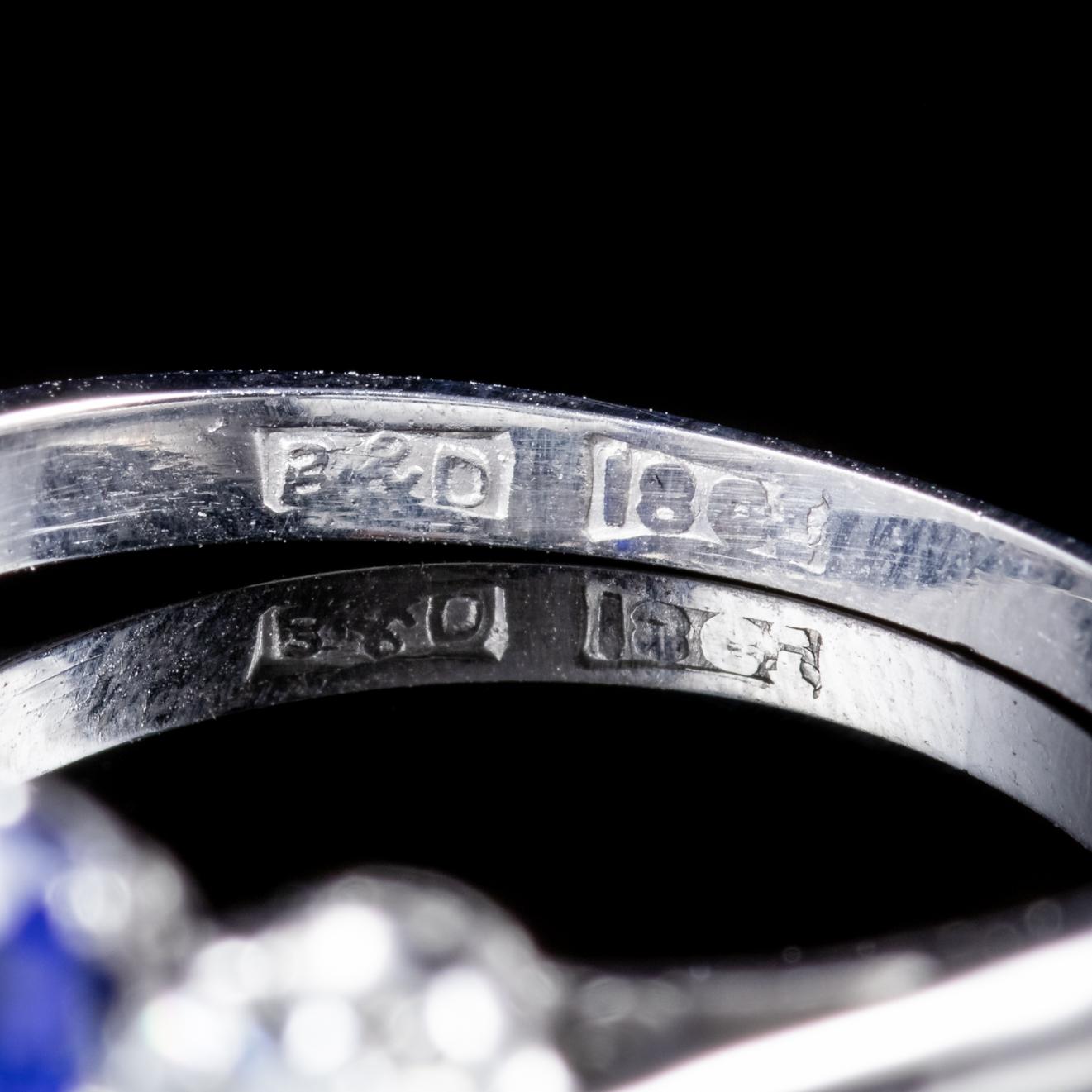 Antique Edwardian Sapphire Diamond Trilogy Ring 18 Carat Gold, circa 1915 2