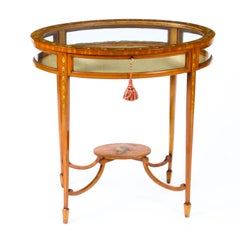 Antique Edwardian Satinwood Bijouterie Display Table 1900s