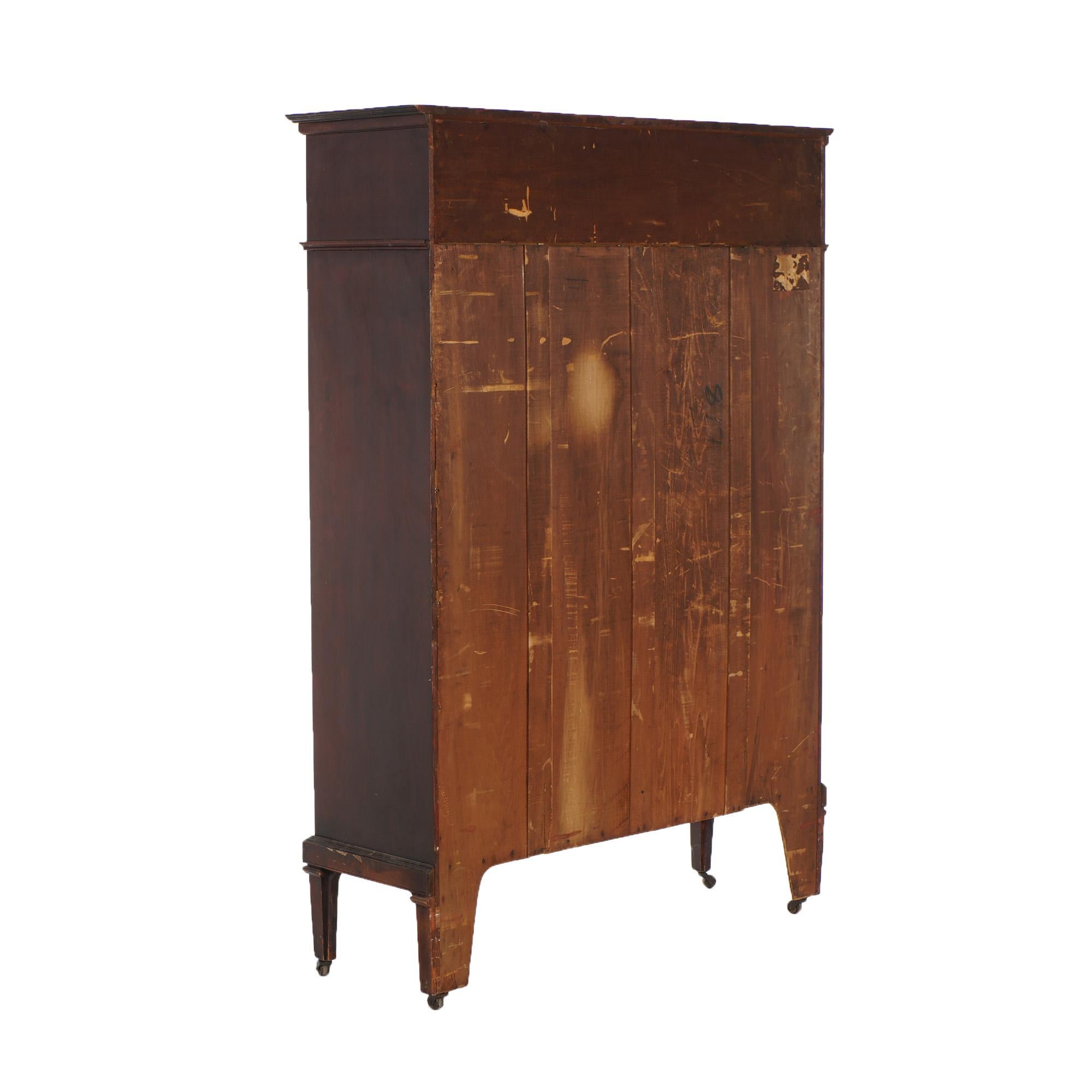 Antique Edwardian Satinwood Inlaid Mahogany Two-Door Bookcase C1910 7