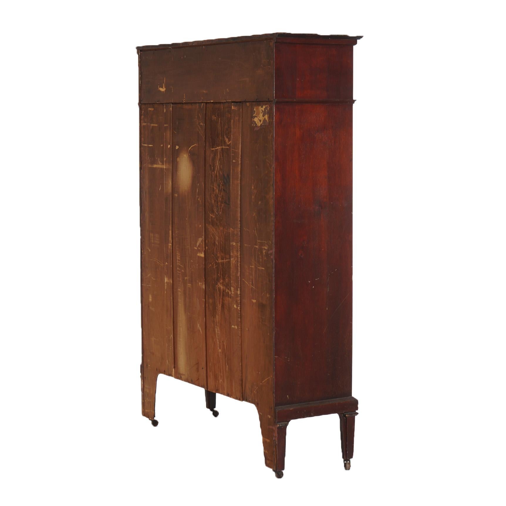 Antique Edwardian Satinwood Inlaid Mahogany Two-Door Bookcase C1910 10