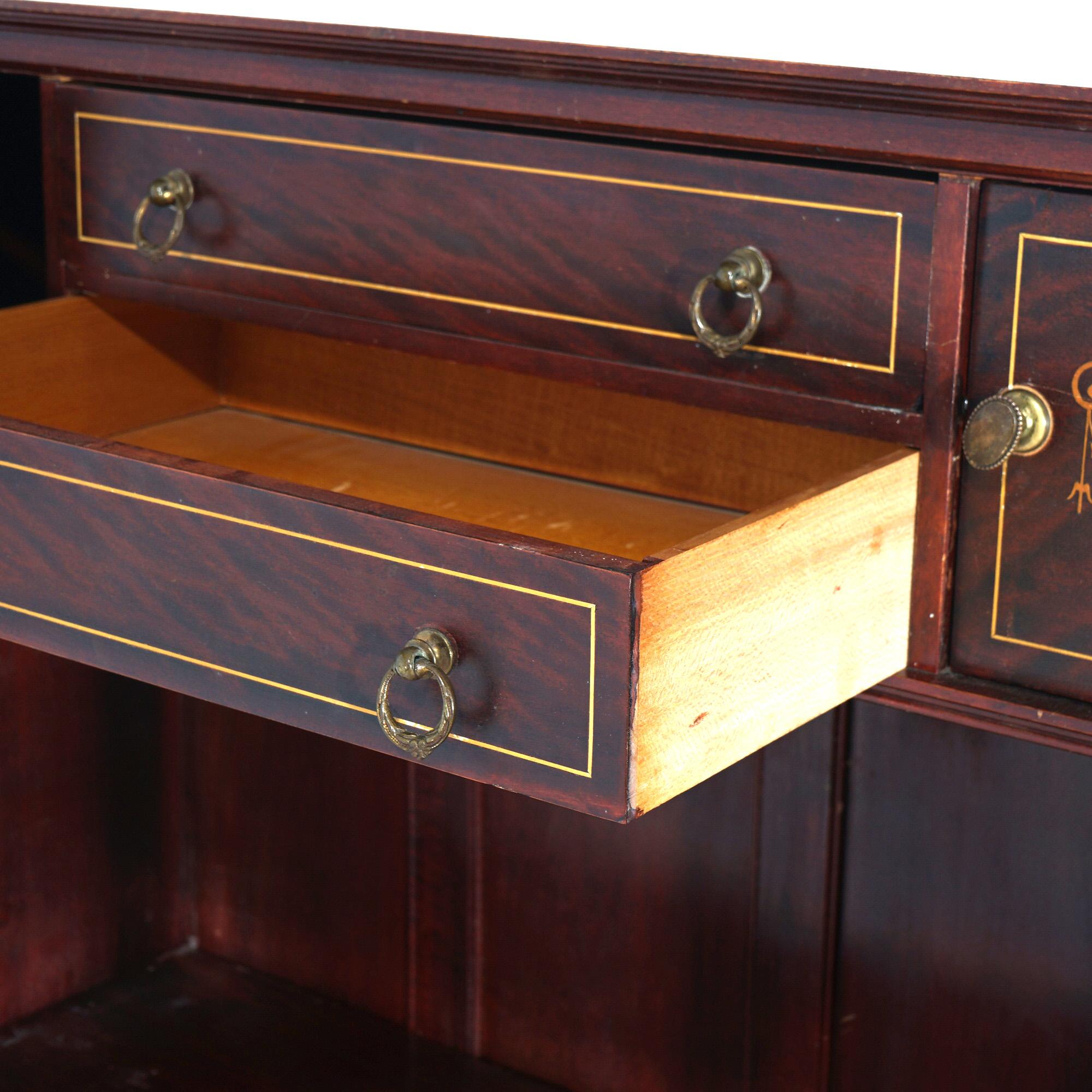 Antique Edwardian Satinwood Inlaid Mahogany Two-Door Bookcase C1910 4