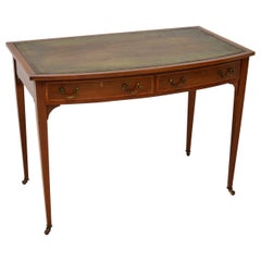 Antique Edwardian Satinwood Inlaid Mahogany Writing Table or Desk
