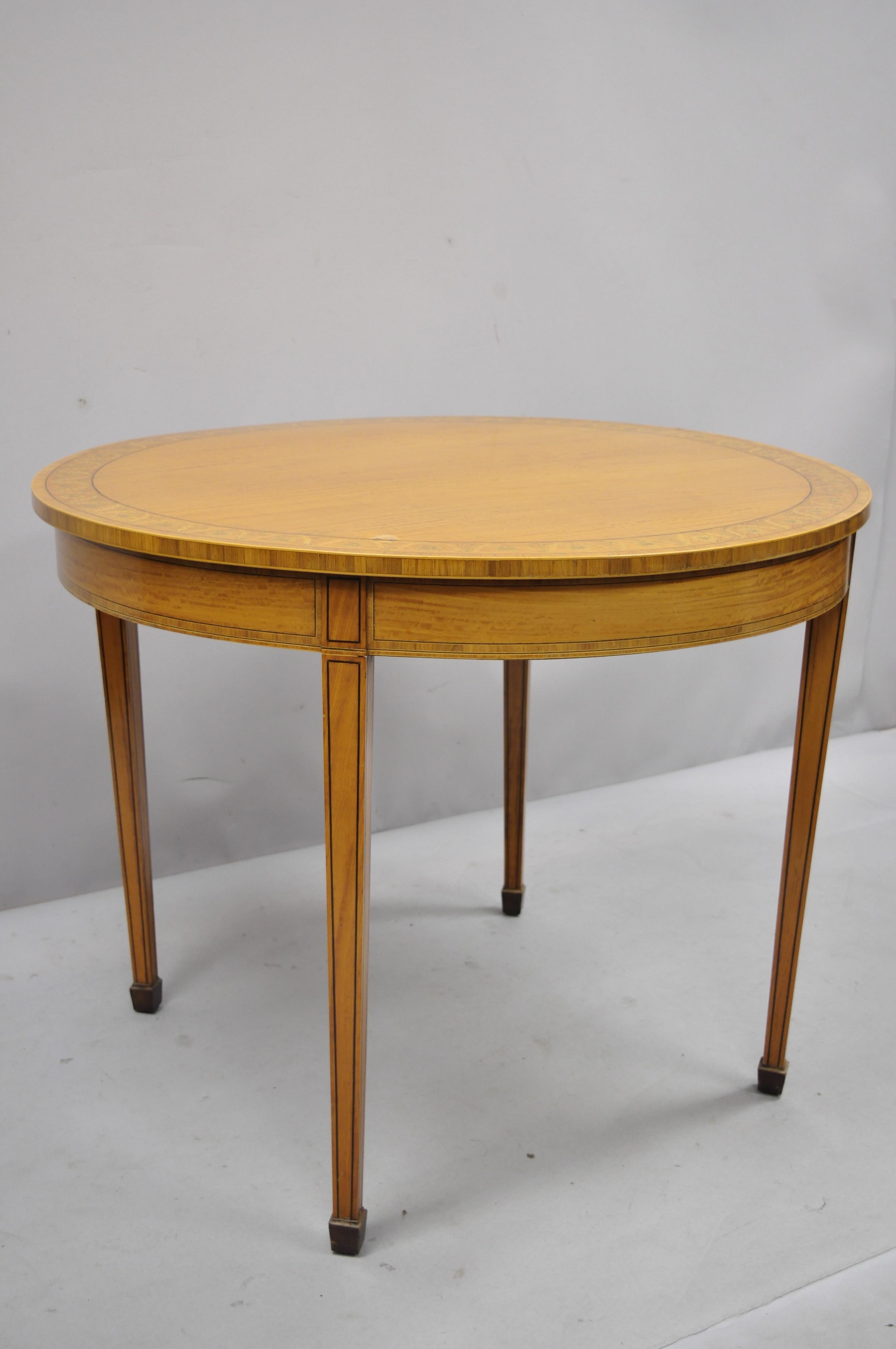 Antique Edwardian Satinwood Inlaid Round Banded Center Breakfast Table 6