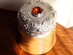 Antique Edwardian Scottish Sterling Silver and Oak Humidor