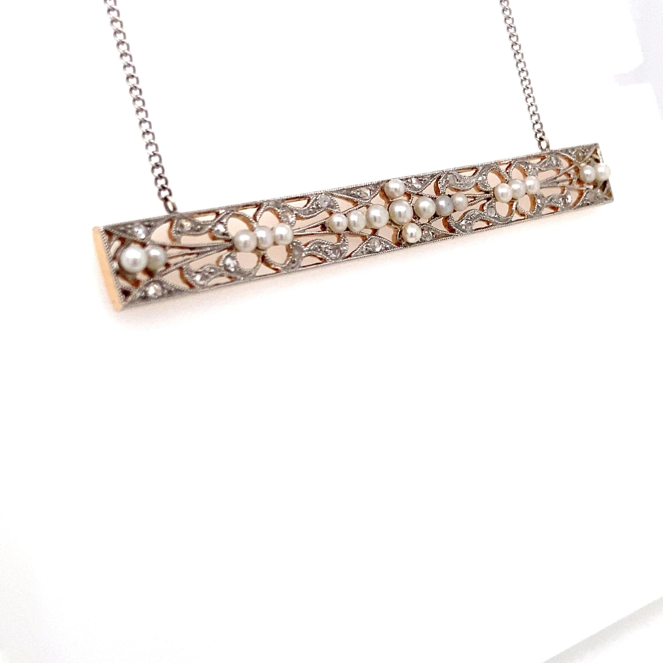 Edoardiano Antica collana di conversione con perle e diamanti di epoca edoardiana Circa 1900-1910 in vendita