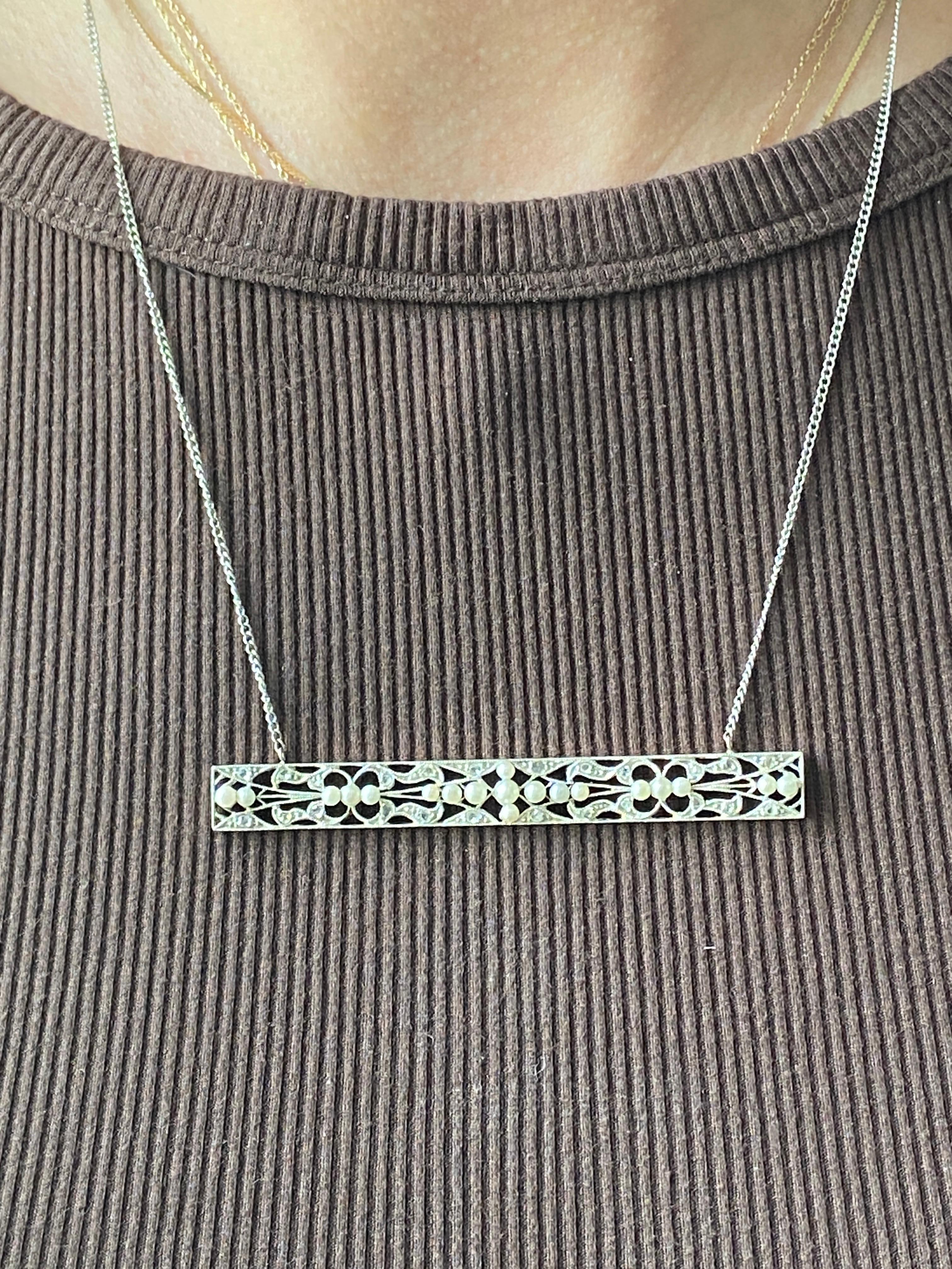 Antica collana di conversione con perle e diamanti di epoca edoardiana Circa 1900-1910 in vendita 2