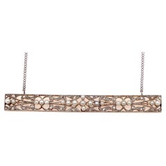 Antique Edwardian Seed Pearl and Diamond Conversion Necklace Circa 1900-1910