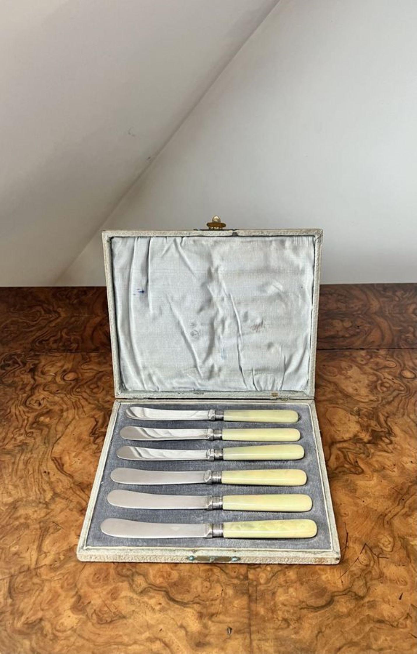 Ensemble édouardien ancien de six couteaux à beurre  Bon état - En vente à Ipswich, GB
