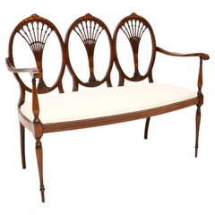 Antike edwardianische Settee-Bank