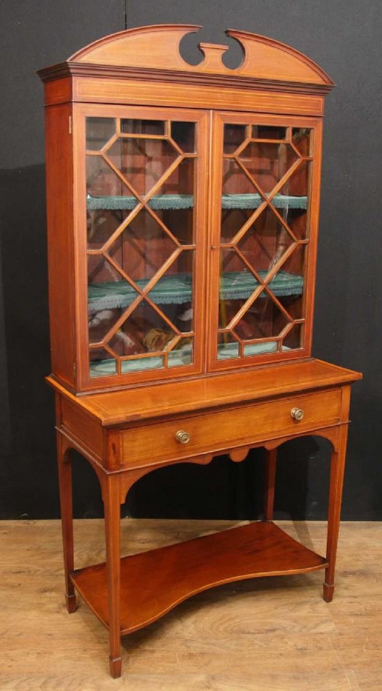 Antique Edwardian Sheraton China Bookcase For Sale at 1stDibs