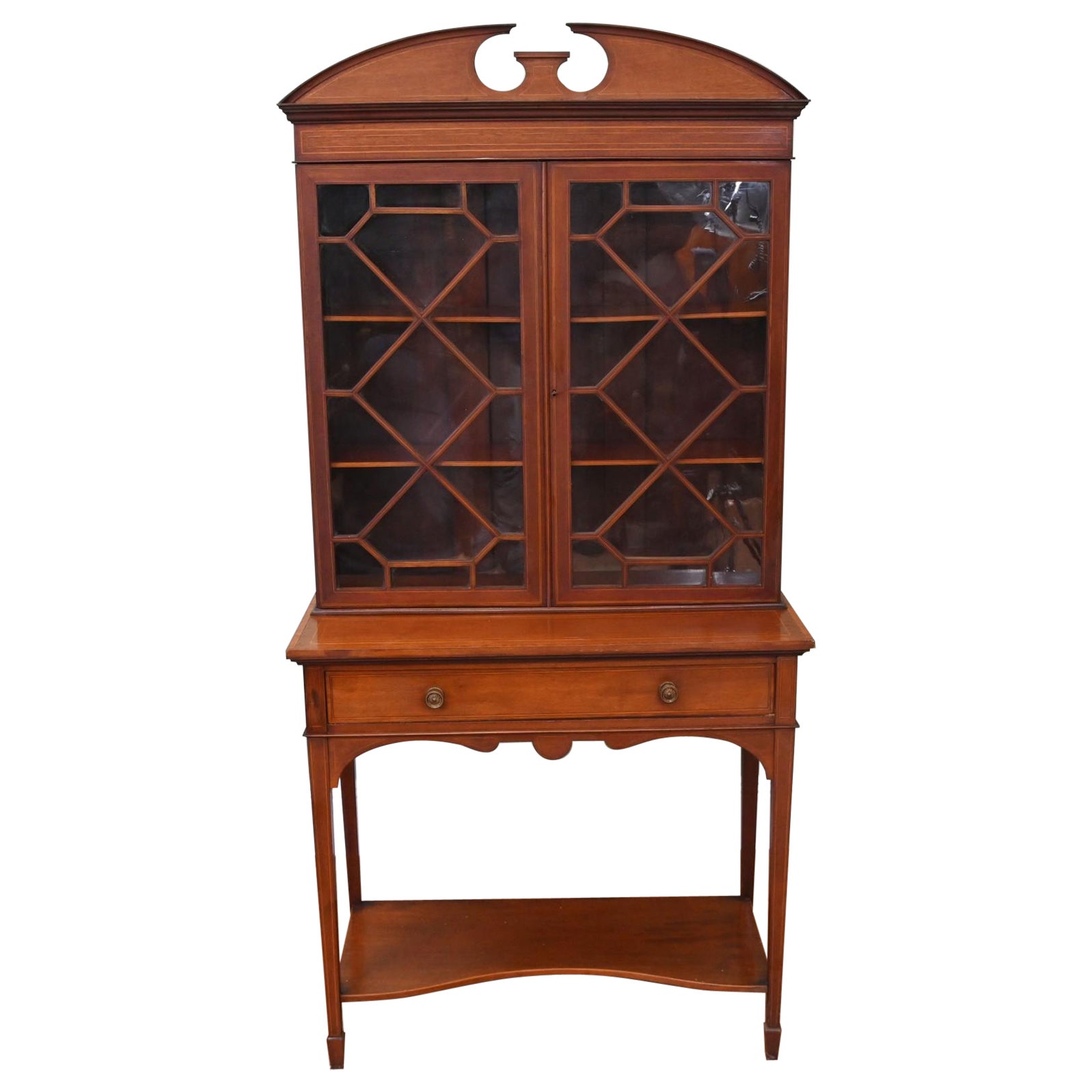Antique Edwardian Sheraton China Cabinet Bookcase