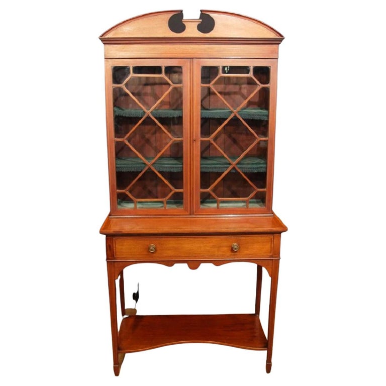 Antique Edwardian Sheraton China Bookcase For Sale at 1stDibs