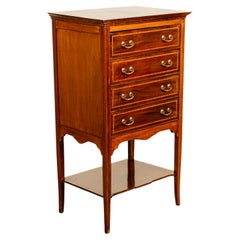 Antique Edwardian Sheraton Inlaid Mahogany Sheet Music File Cabinet Chest 1900