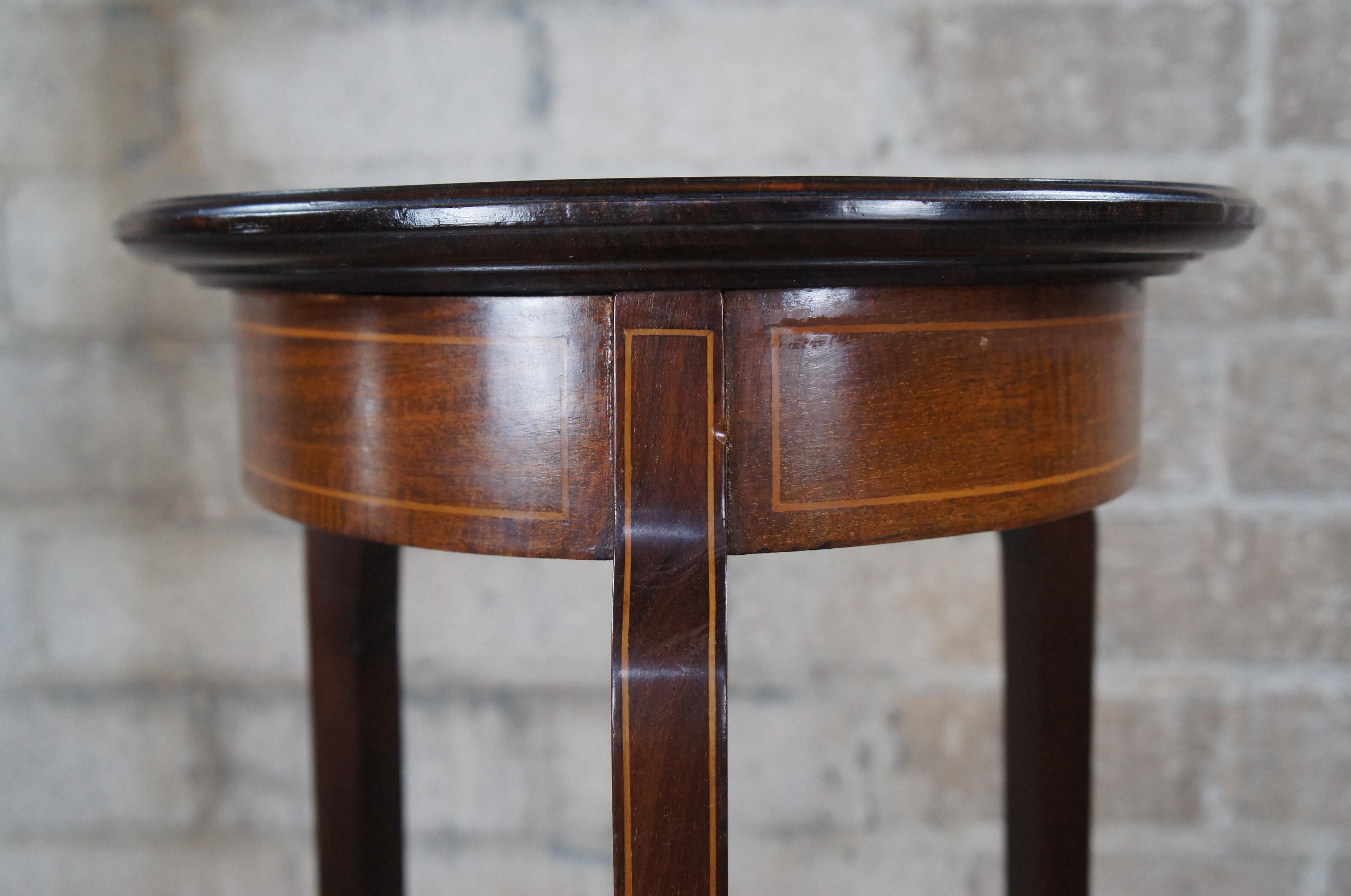Antique Edwardian Sheraton Mahogany Inlaid Plant Stand Sculpture Pedestal Table For Sale 2