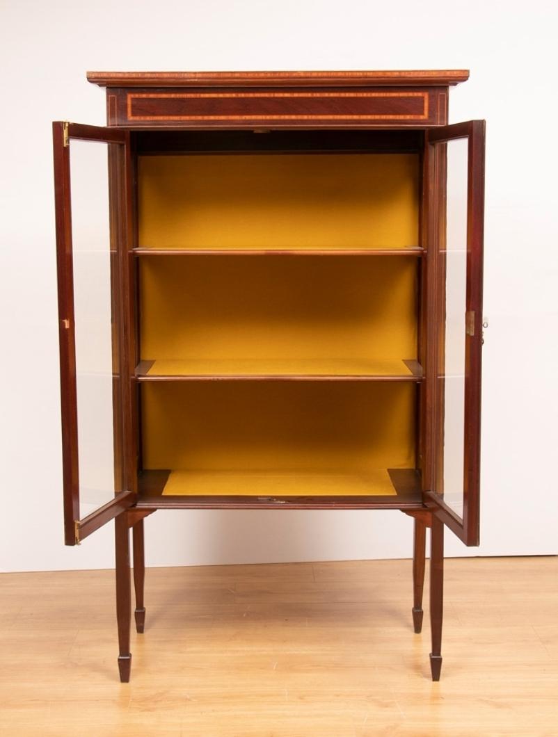 Early 20th Century Antique Edwardian Sheraton Revival Display Cabinet, c.1910 For Sale