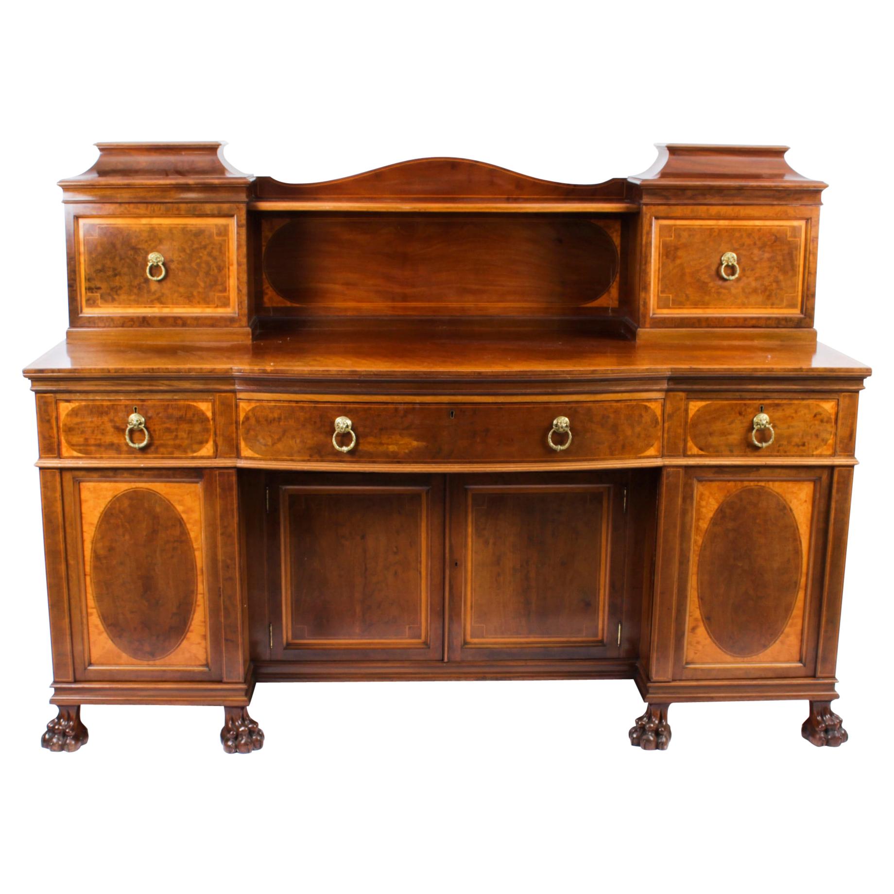 Antique Edwardian Sheraton Revival Mahogany Sideboard, 19th C For Sale