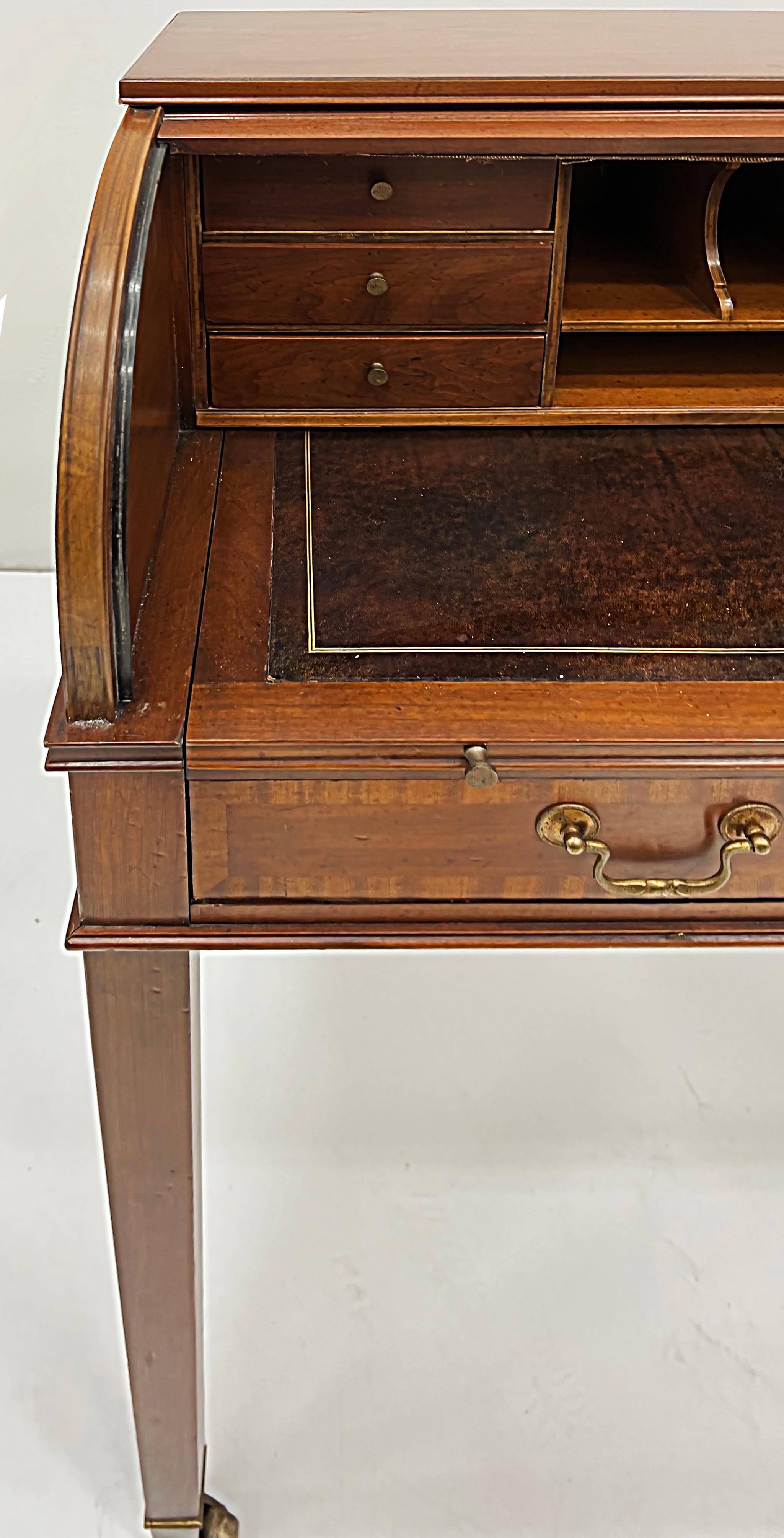 Antique Edwardian Sheridan Tambour Roll-top Writing Desk 4