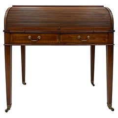 Antique Edwardian Sheridan Tambour Roll-top Writing Desk