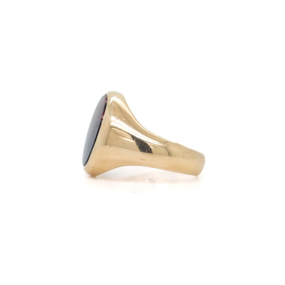 Antique Edwardian Signed 14k Gold and Moss Agate Signet Ring by Krementz 4