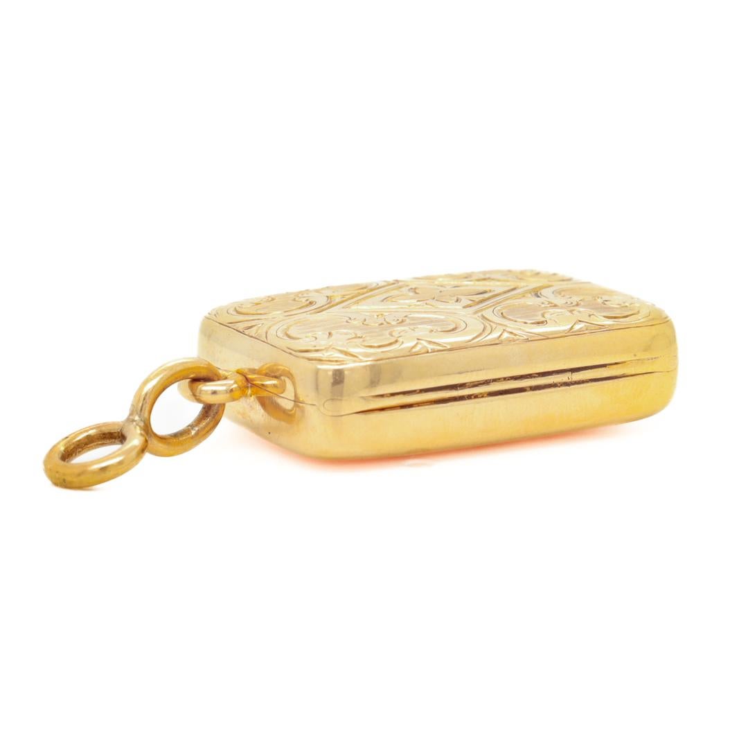 Antique Edwardian Signed 14k Gold Pendant Locket Box by Sloan & Co. For Sale 7