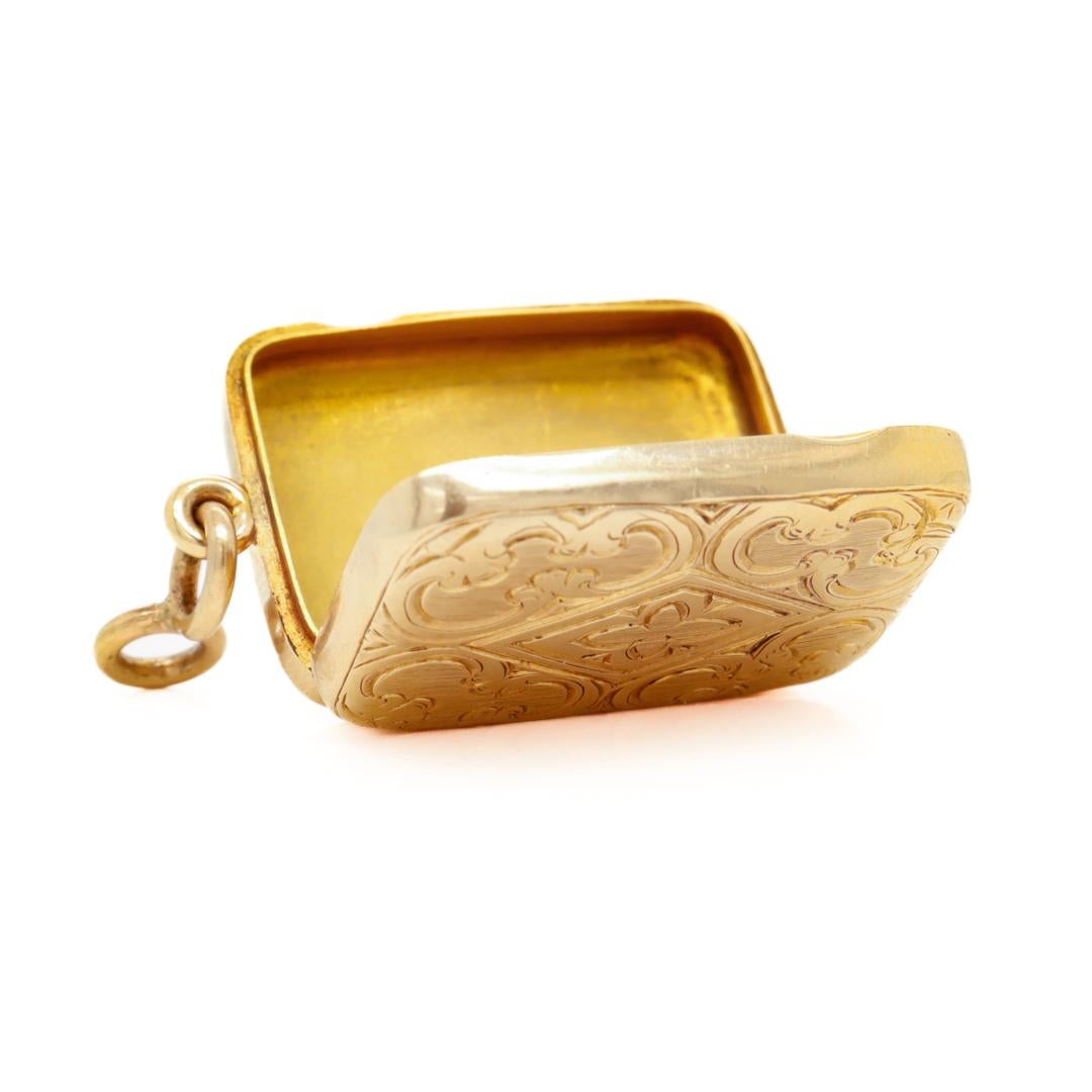 Antique Edwardian Signed 14k Gold Pendant Locket Box by Sloan & Co. For Sale 8