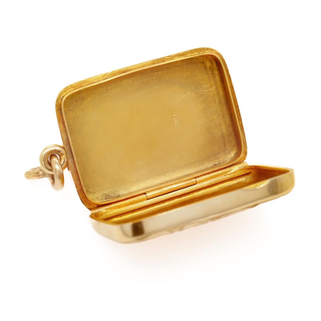 Antique Edwardian Signed 14k Gold Pendant Locket Box by Sloan & Co. For Sale 9