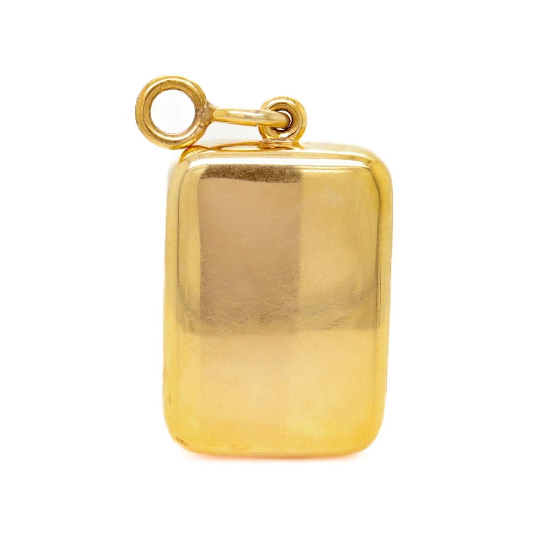 Women's Antique Edwardian Signed 14k Gold Pendant Locket Box by Sloan & Co. For Sale