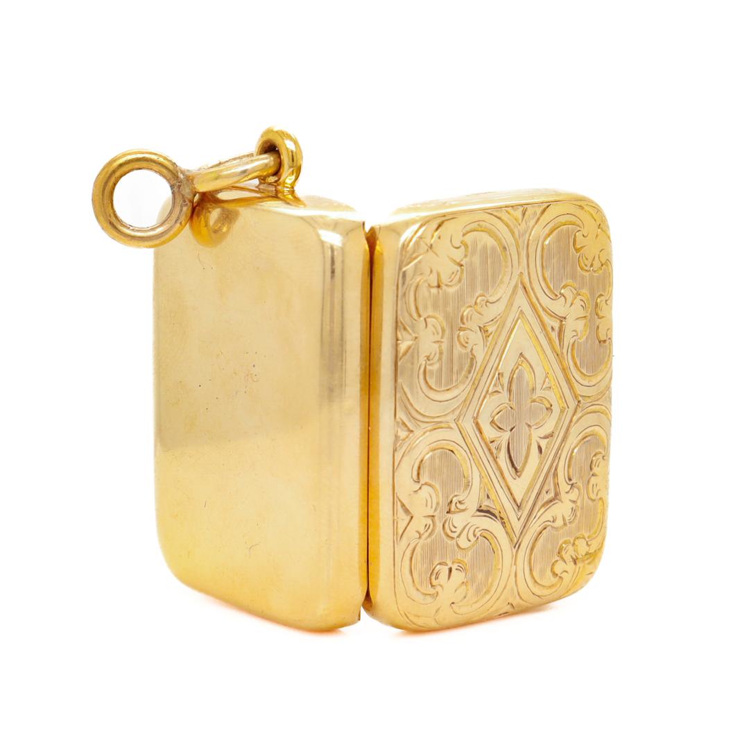 Antique Edwardian Signed 14k Gold Pendant Locket Box by Sloan & Co. For Sale 2