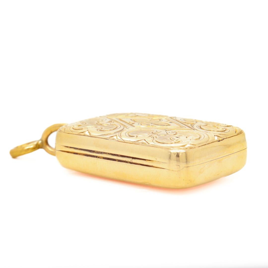 Antique Edwardian Signed 14k Gold Pendant Locket Box by Sloan & Co. For Sale 4