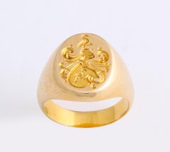 Antique Edwardian Signet Ring of Two Storks by Larter and Sons