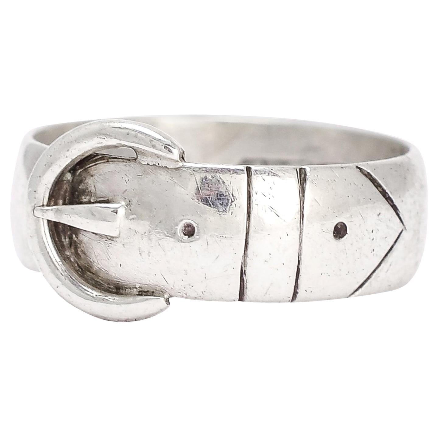 Antique Edwardian Silver Buckle Ring