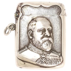Antique Edwardian Silver Edward VII Vesta Case Pendant