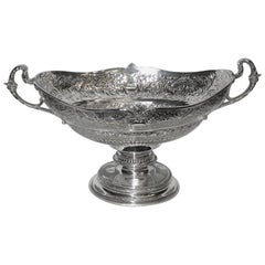Antique Edwardian Silver Embossed Fruit Comport, 1907