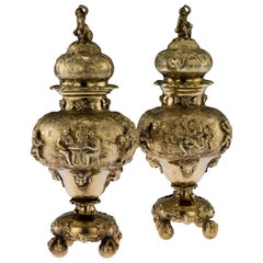 Antique Edwardian Silver-Gilt Pair of Sugar Casters, George Fox, circa 1902