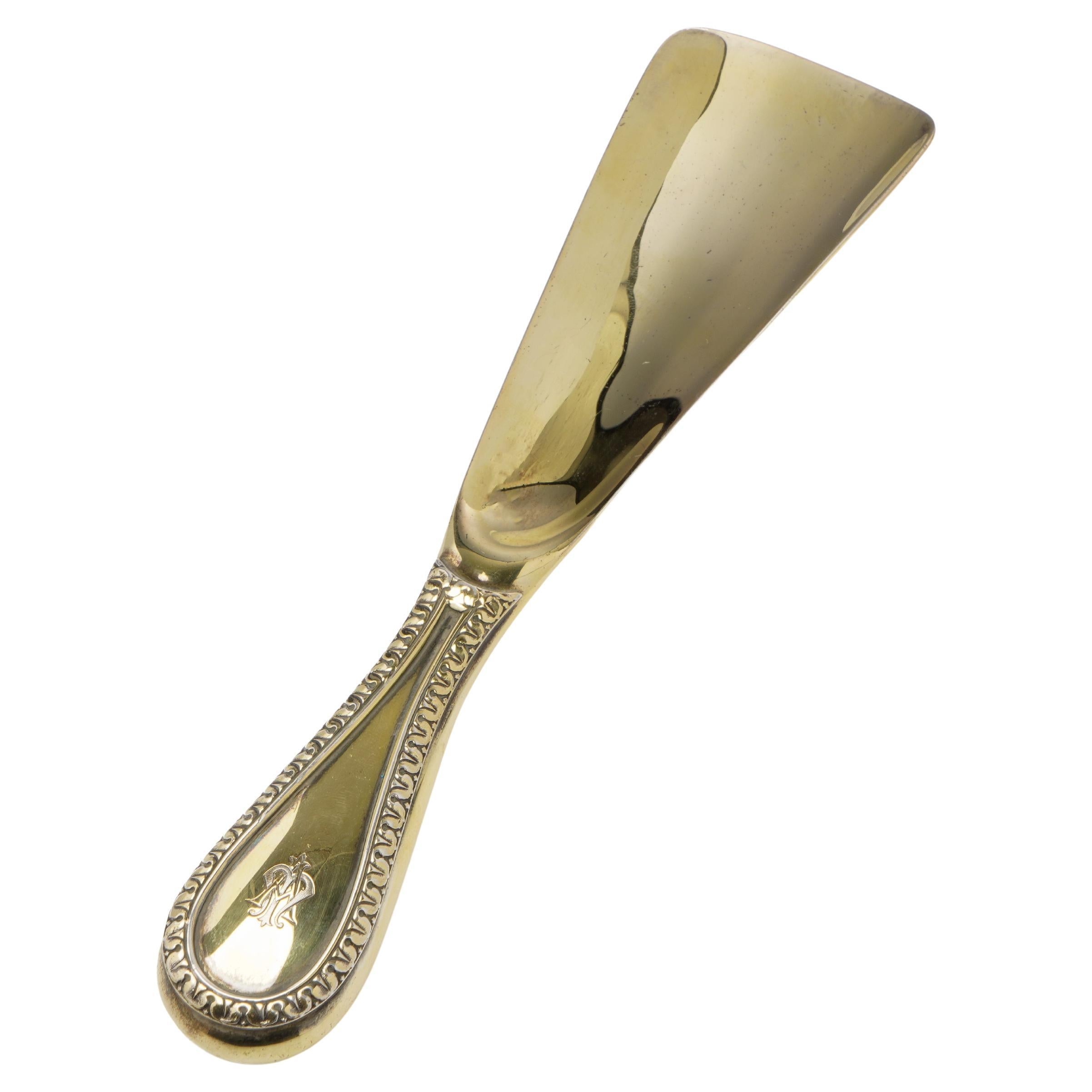 Antiguo calzador eduardiano de plata dorada de Drew & Sons, Piccadilly Circus en venta